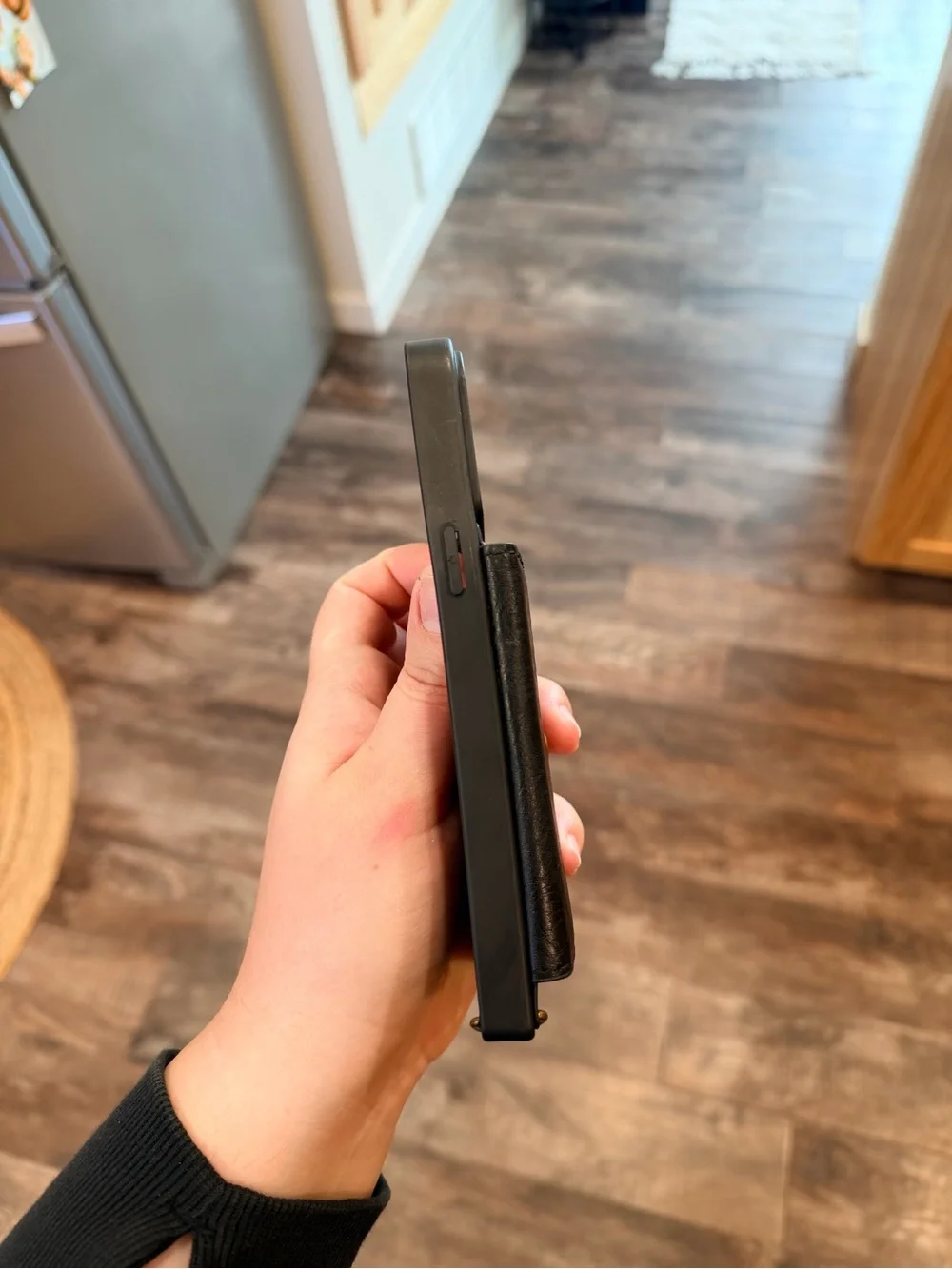 KINDLY Black Leather Card Wallet Phone Case